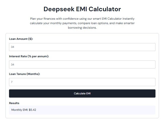 Deepseek EMI Calculator how to work Deepseek EMI Calculator how to work