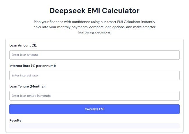 Deepseek EMI Calculator how